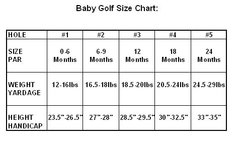 Baby Golf Gifts Size Chart